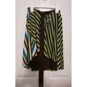 Y2k Love & Love Green Striped Skirt With Heart Jewels,Tie Belt . Size Small. B50